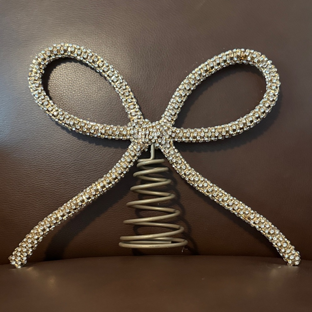 Elegant Gold Rhinestone Bow  Christmas Tree Topper  NWT